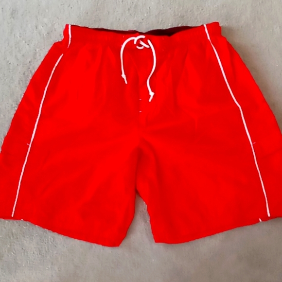 Ocean Pacific BNWOT VINTAGE MENS RED W WHITE TRIM BOARD SHORTS SZ XL - Picture 1 of 9